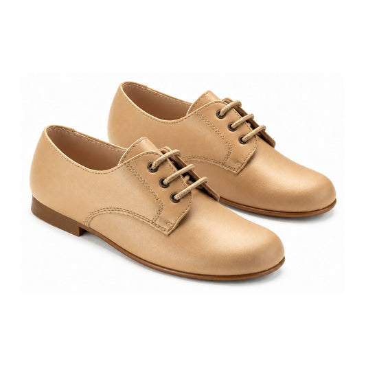 Taupe Leather Boys Lace Shoe
