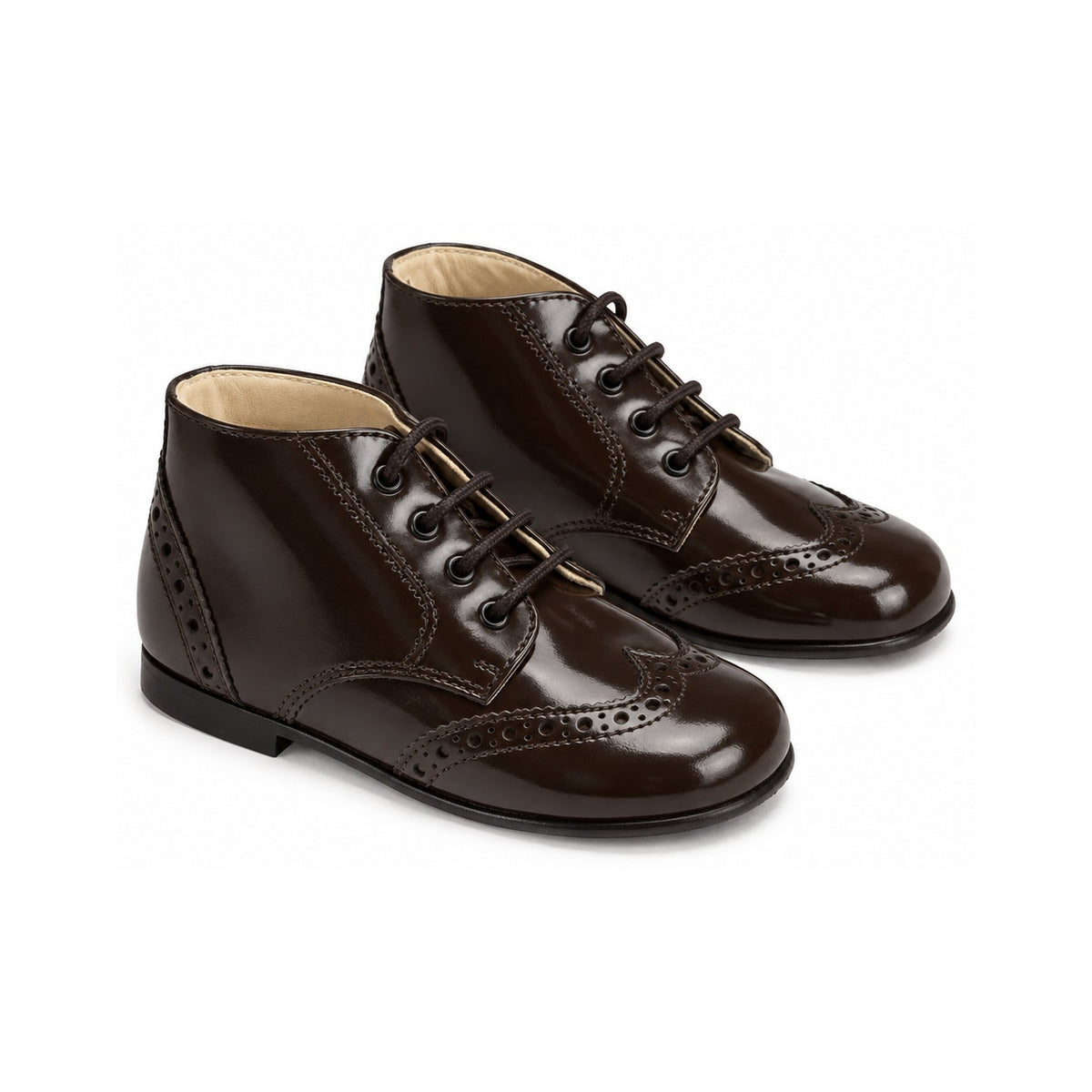 Brown Polished Leather Lace for Toddler by Beberlis