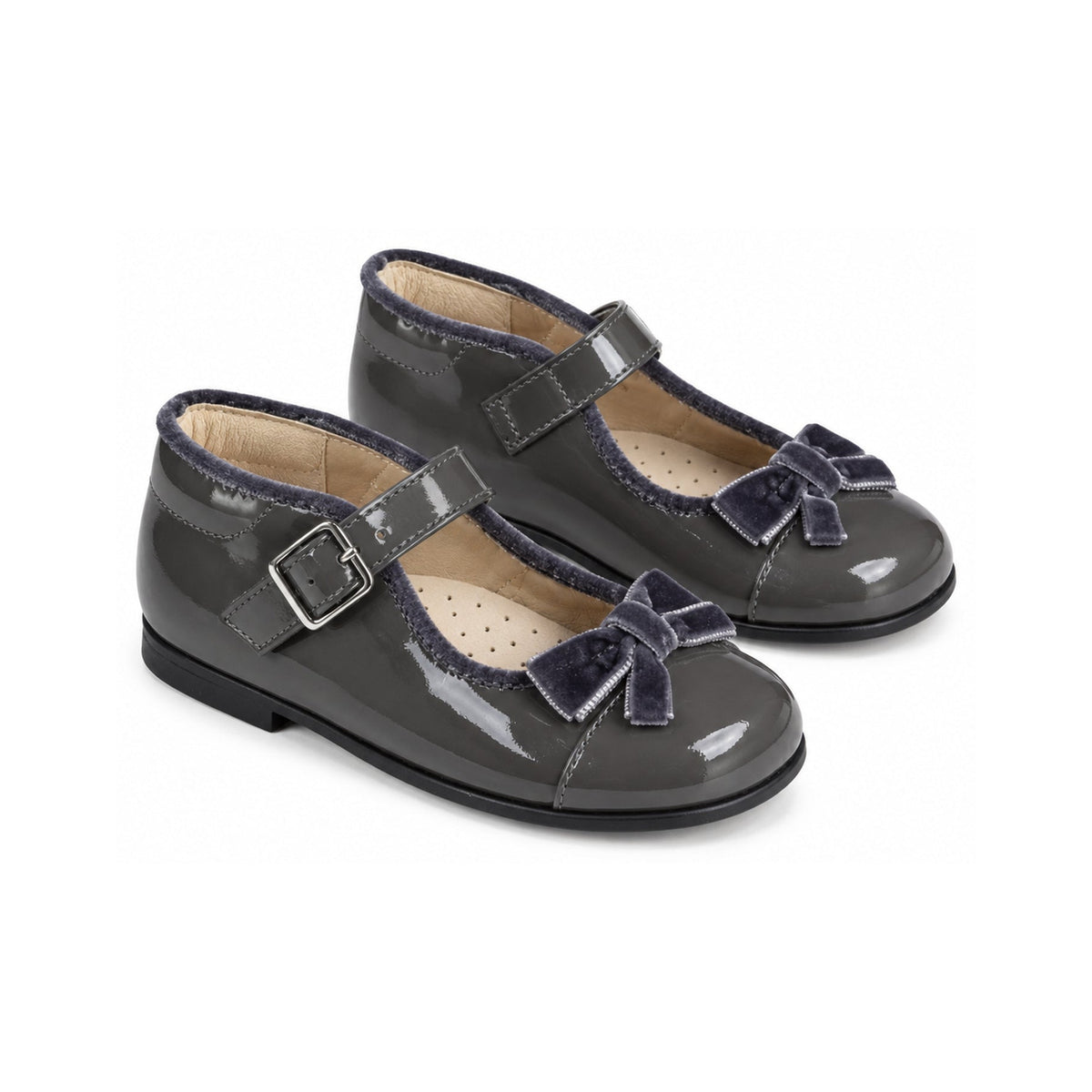 Gray Patent Leather Strap for Toddler by Beberlis