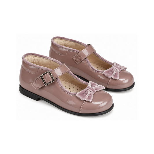Taupe Patent Leather Strap for Toddler by Beberlis