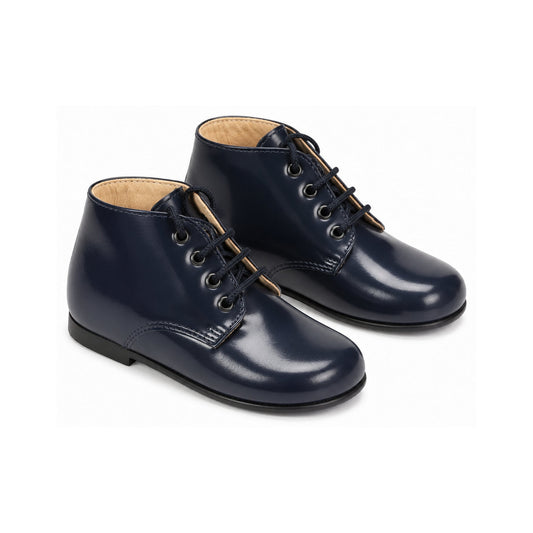 Navy Polished Leather Lace for Toddler by Beberlis
