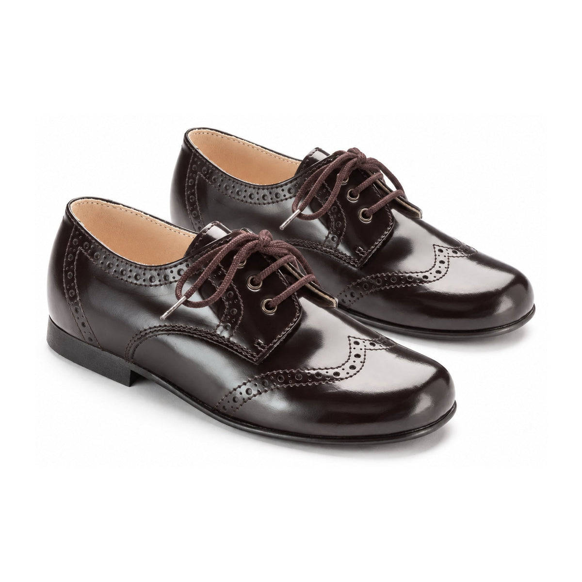 Brown Polished Leather Boys Tie Shoe