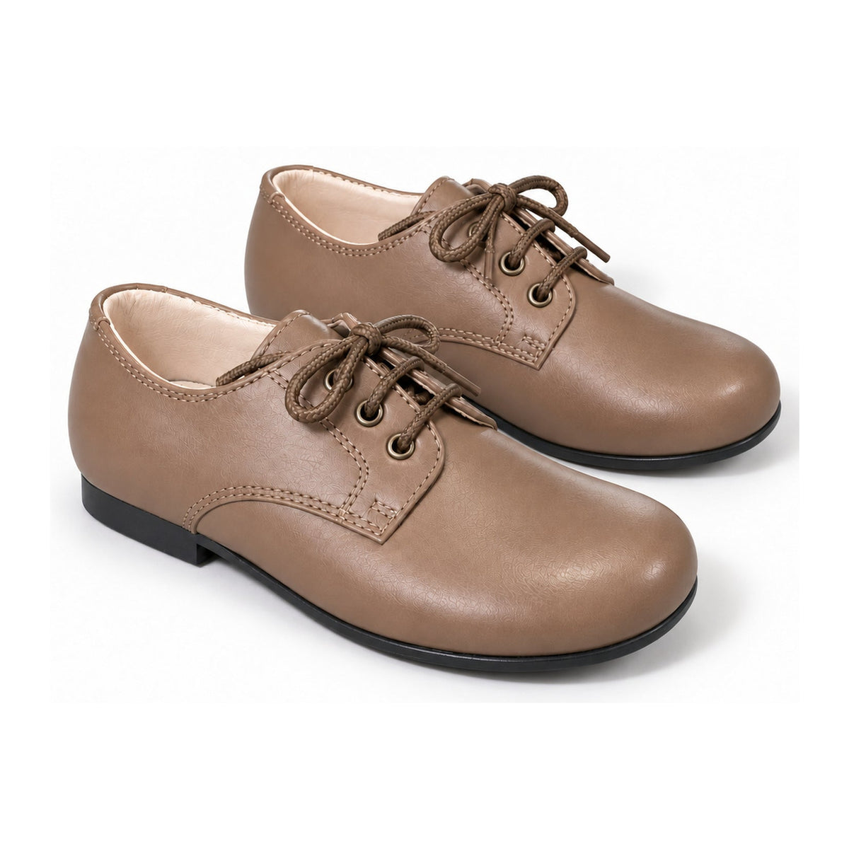 Taupe Leather Boys Lace Dress Shoe