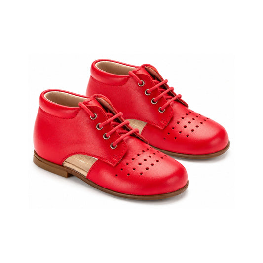 Red Leather Babys Summer Lace Shoe