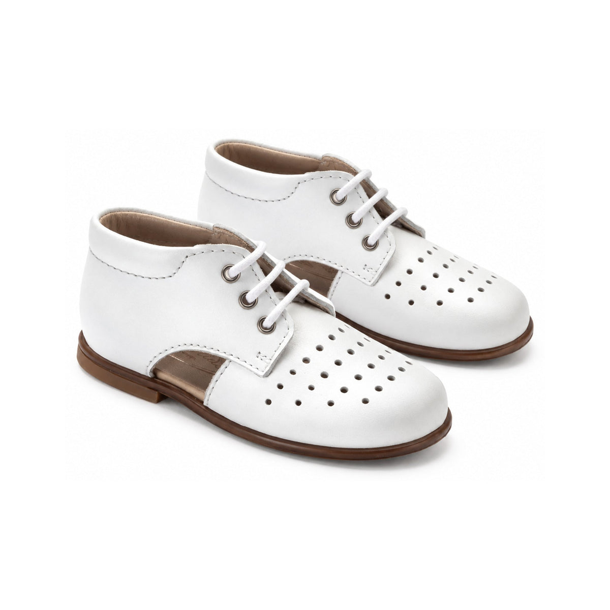 White Leather Babys Summer Lace Shoe