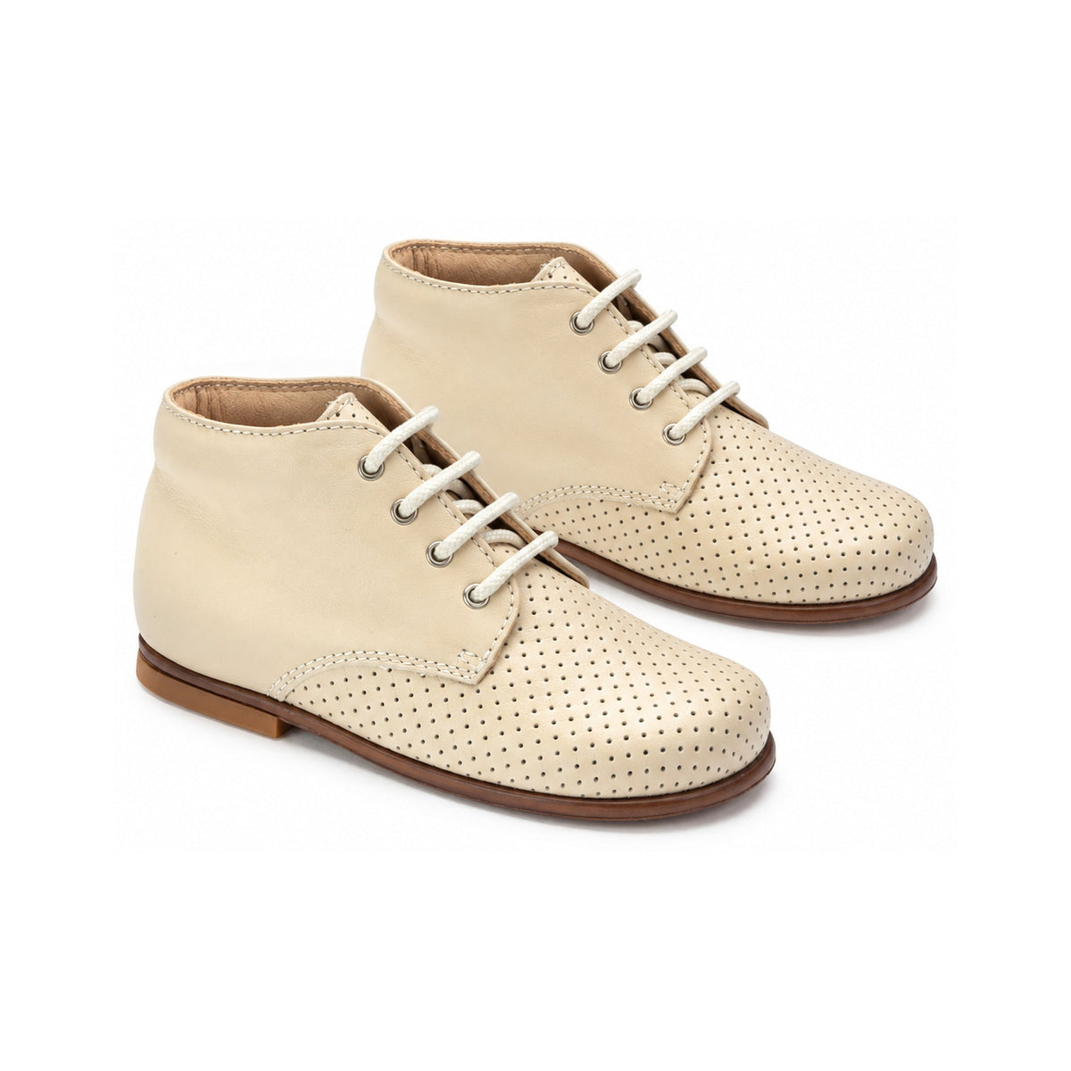Beige Leather Summer High Tops for Toddlers