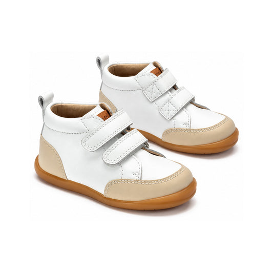 White Leather Toddler Strap High Sneaker