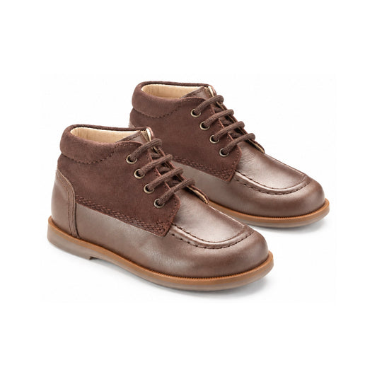 Brown Leather Toddler High Lace Shoe