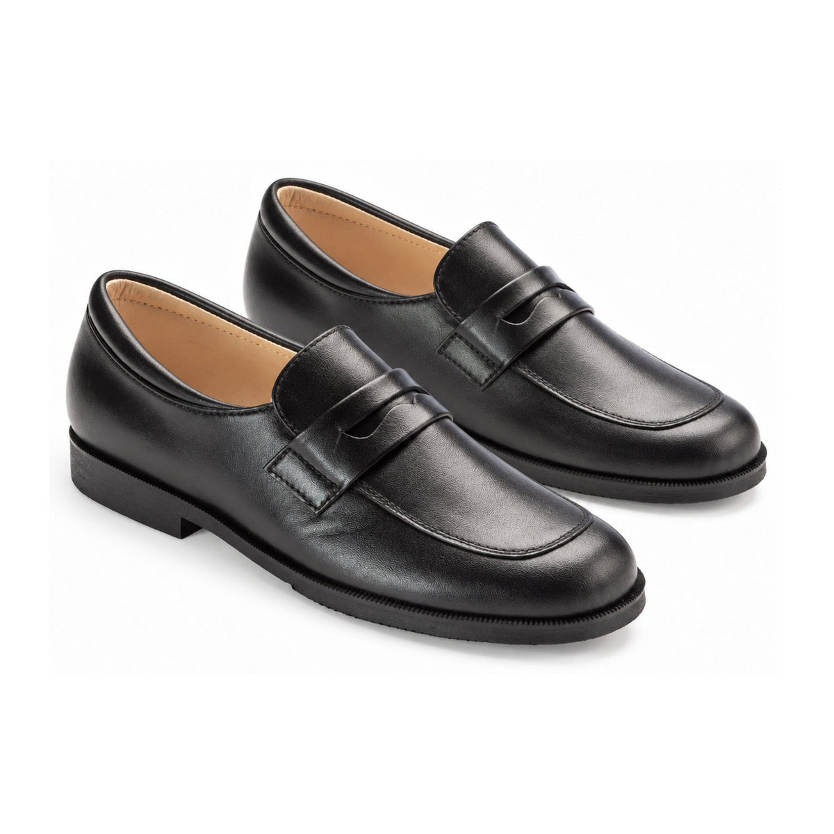 Black Leather Beberlis Boys Shabbos Loafer, Soft Leather Slip On Dress Shoe