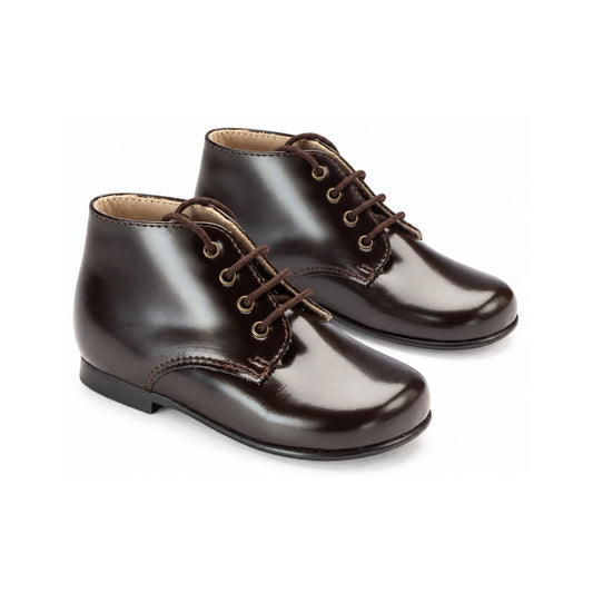 Brown Polished Leather Lace for Toddler by Beberlis