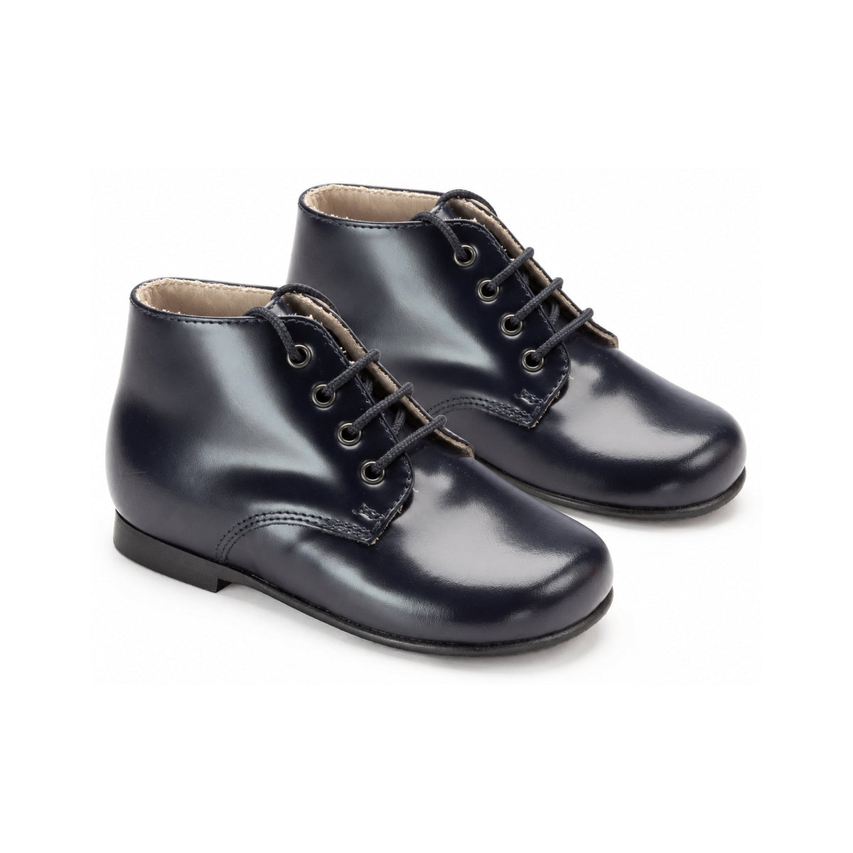 Navy Polished Leather Lace for Toddler by Beberlis