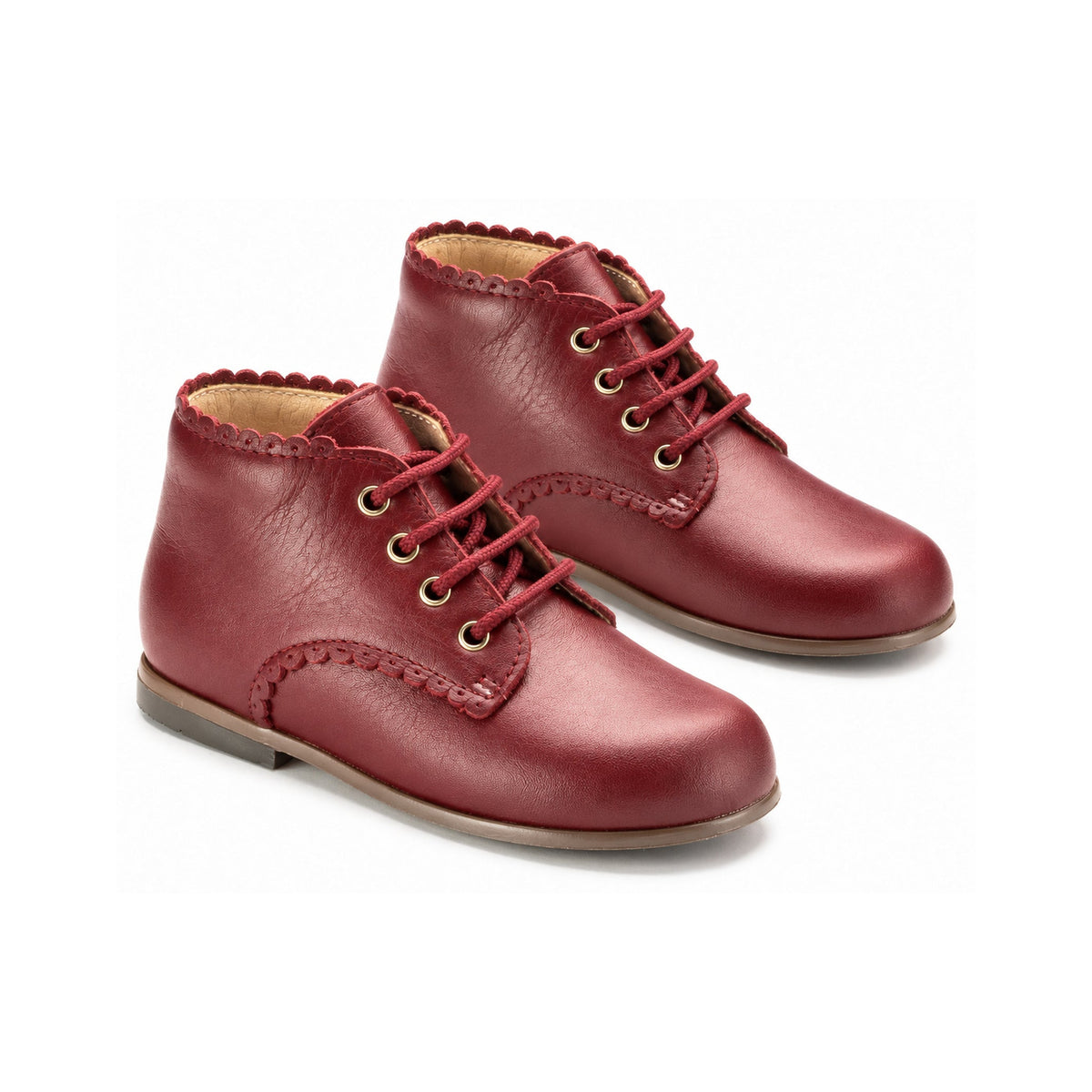 Bordo Leather Baby High Lace Shoe