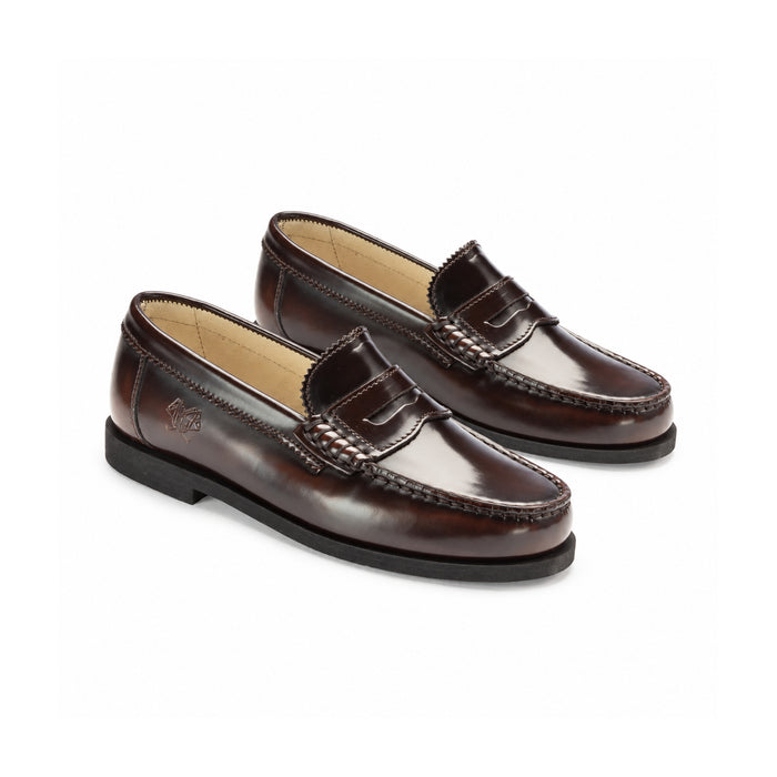 2525 - Brown Polished Leather Girls School Loafer