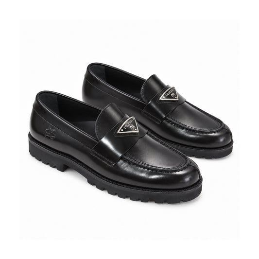 1739 - Black Polished Leather Girls Dress Loafer