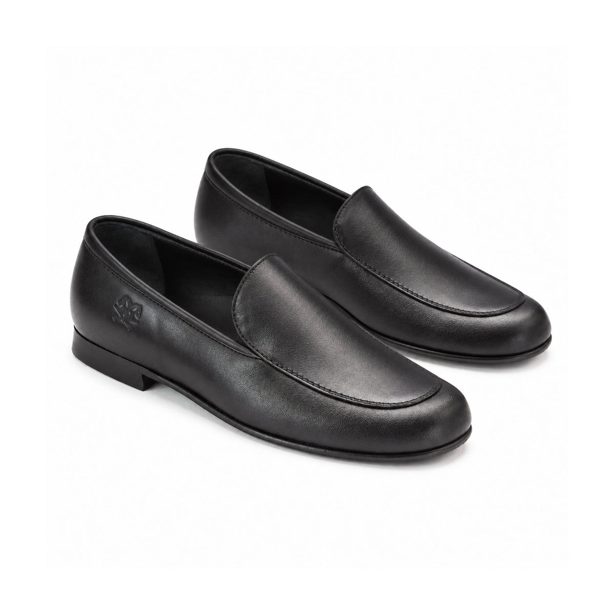 1546 - Stylish Black Leather Boys Slip On Loafer