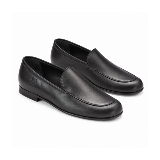 1546 - Stylish Black Leather Boys Slip On Loafer