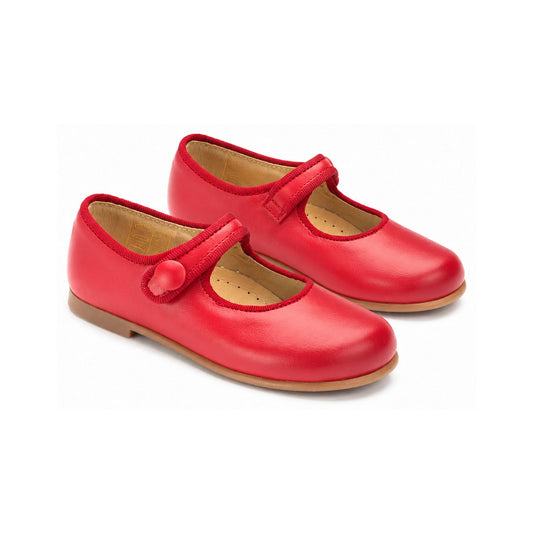Red Leather Toddlers Button MaryJane