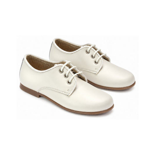White Leather Toddler's Lace-up Shoes