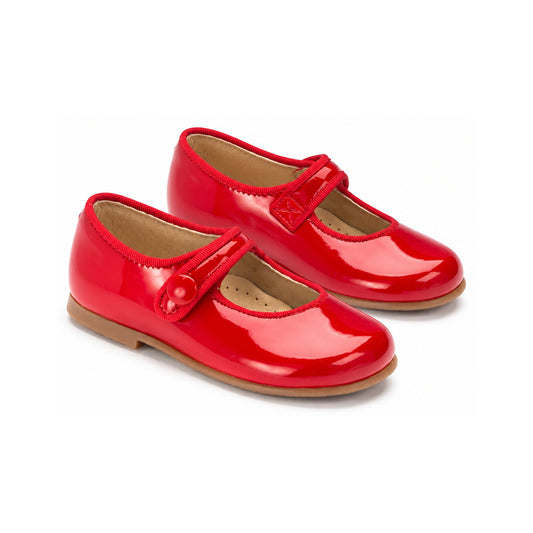 Red Patent Baby Button Shoe