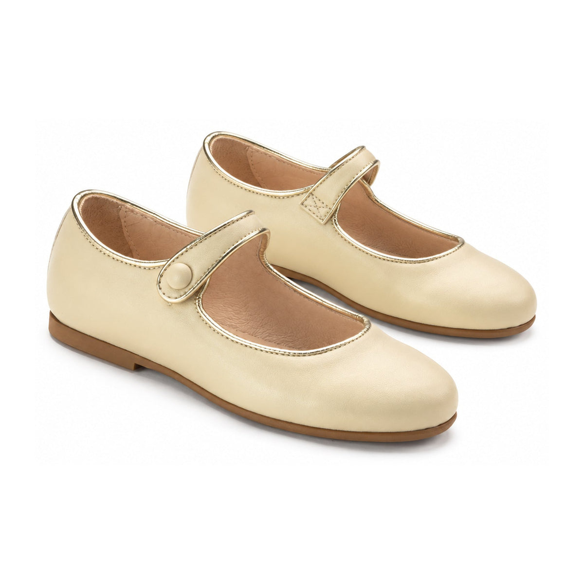 Beige Leather Girls Mary Jane