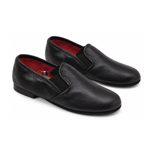 Black Soft Leather Slipper for Boy/Girl by Froment Leroyer