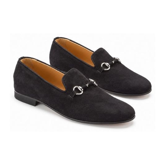 Black Suede Flat Loafer for Girl by Galluci