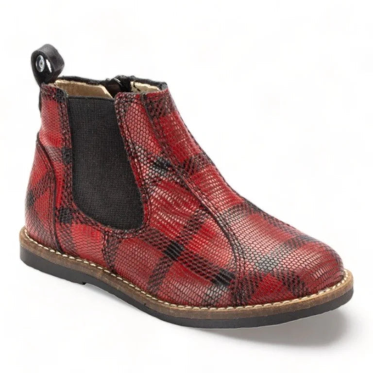 Kean - Red Soft Leather Bootie for Boy/Girl by Manuela de Juan Manuella de Juan