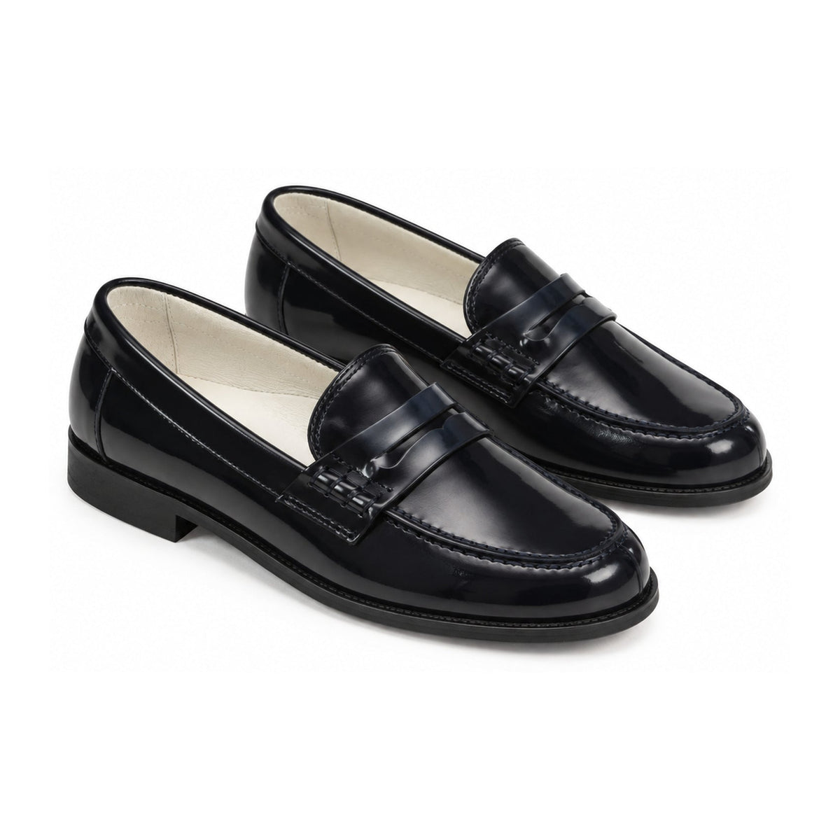 Navy Polished Leather Hard Loafer for Boy/Girl by London Kids
