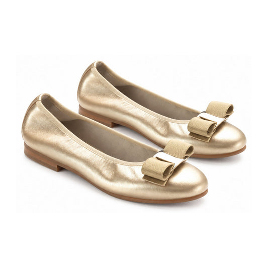 Gold Soft Leather Flats for Girl by London Kids