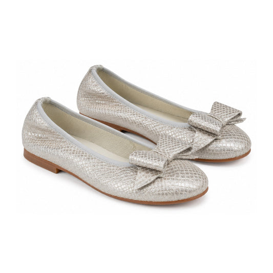 Beige Soft Leather Flats for Girl by London Kids