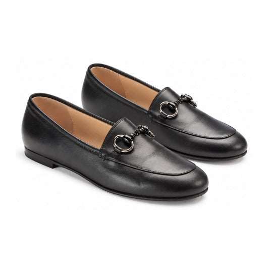 Black Soft Leather Flat Loafer for Girl/Boy by London Kids