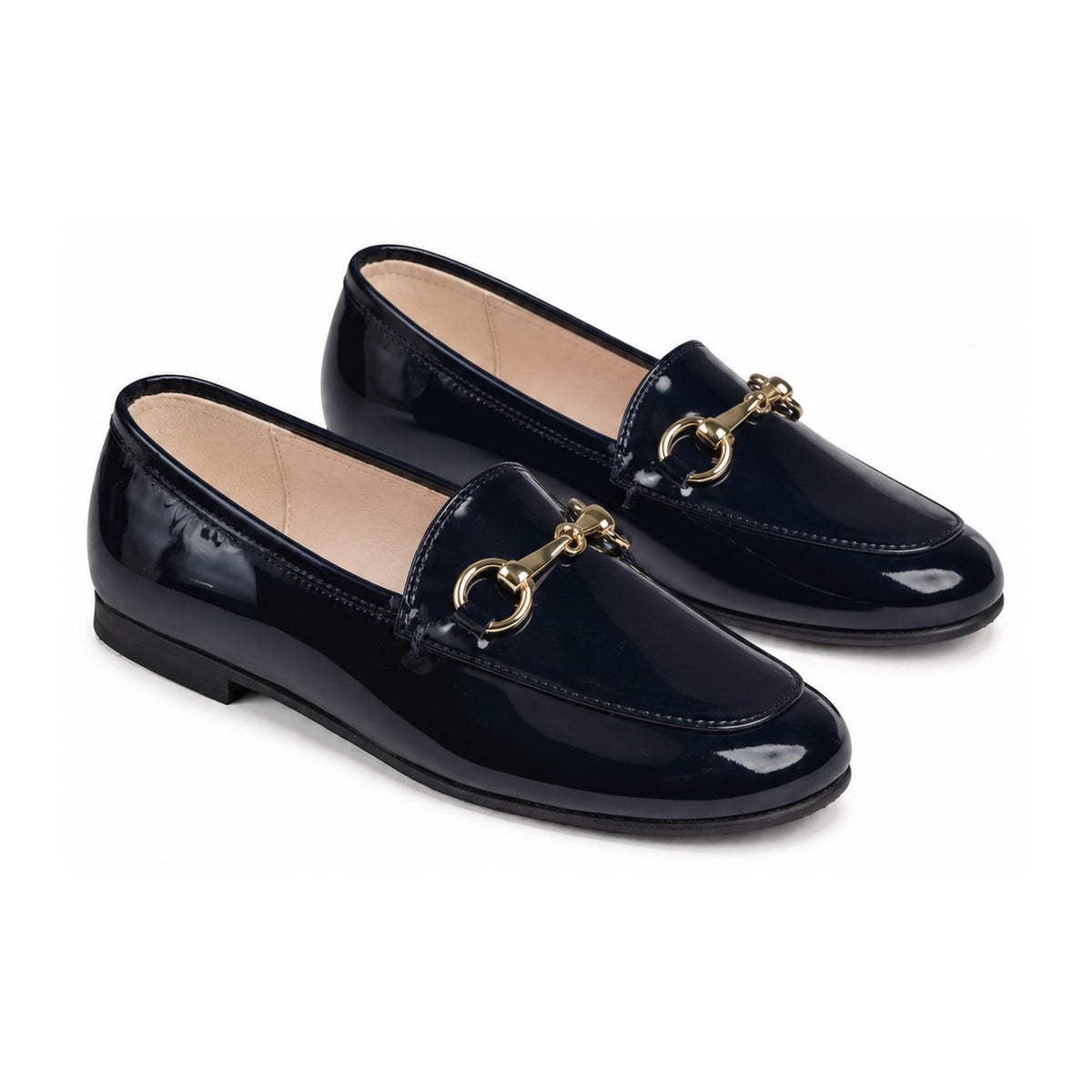 Navy Patent Leather Flat Loafer for Girl/Boy by London Kids