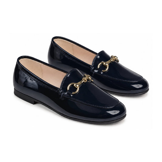 Navy Patent Leather Flat Loafer for Girl/Boy by London Kids