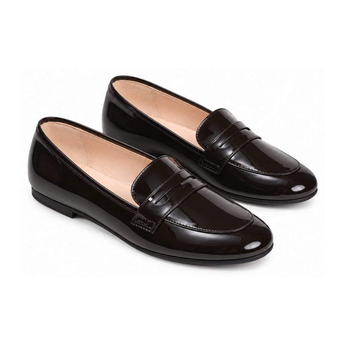 Brown Patent Leather Flat Loafer for Girl by London Kids