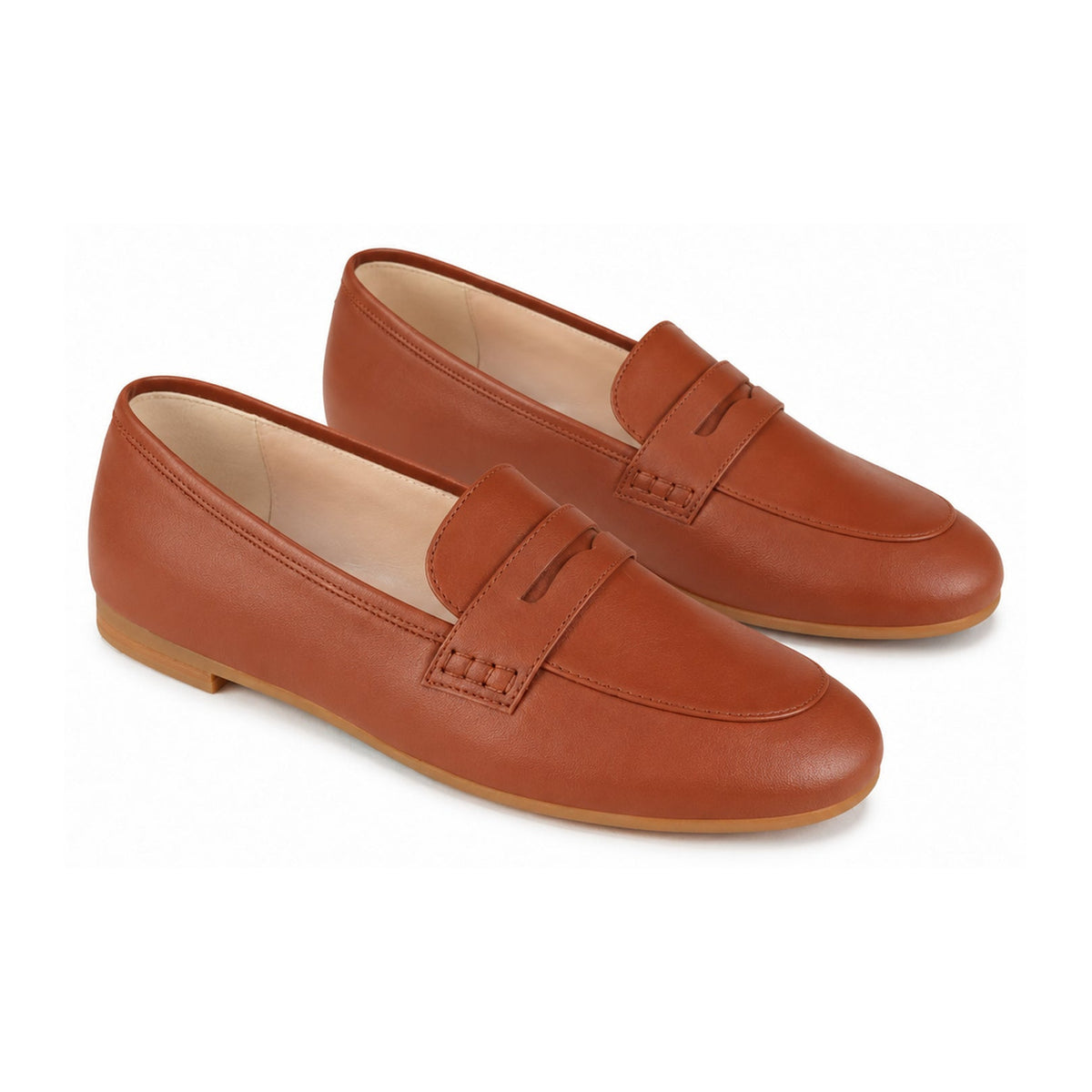 Tan Soft Leather Flat Loafer for Girl by London Kids