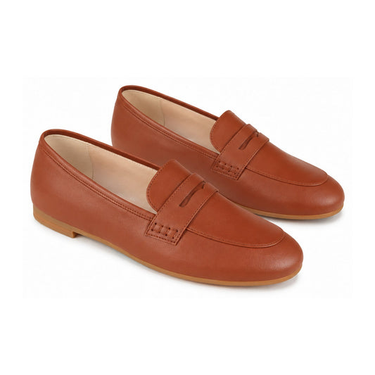 Tan Soft Leather Flat Loafer for Girl by London Kids
