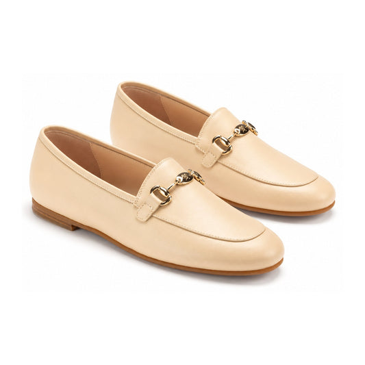 Nude Soft Leather Flat Loafer for Girl/Boy by London Kids
