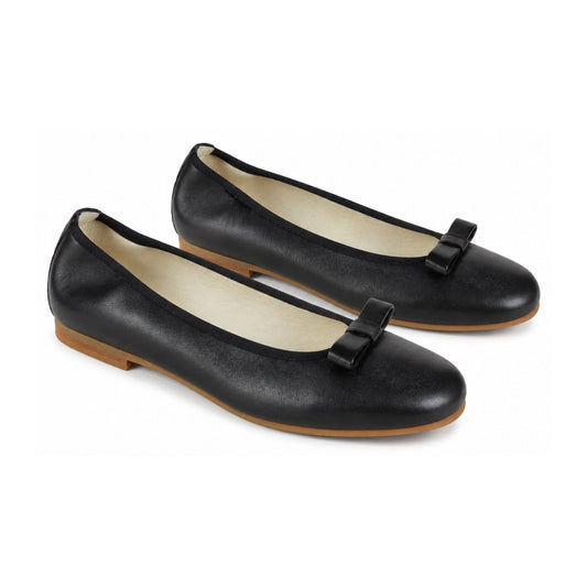 Black Soft Leather Flats for Girl by London Kids