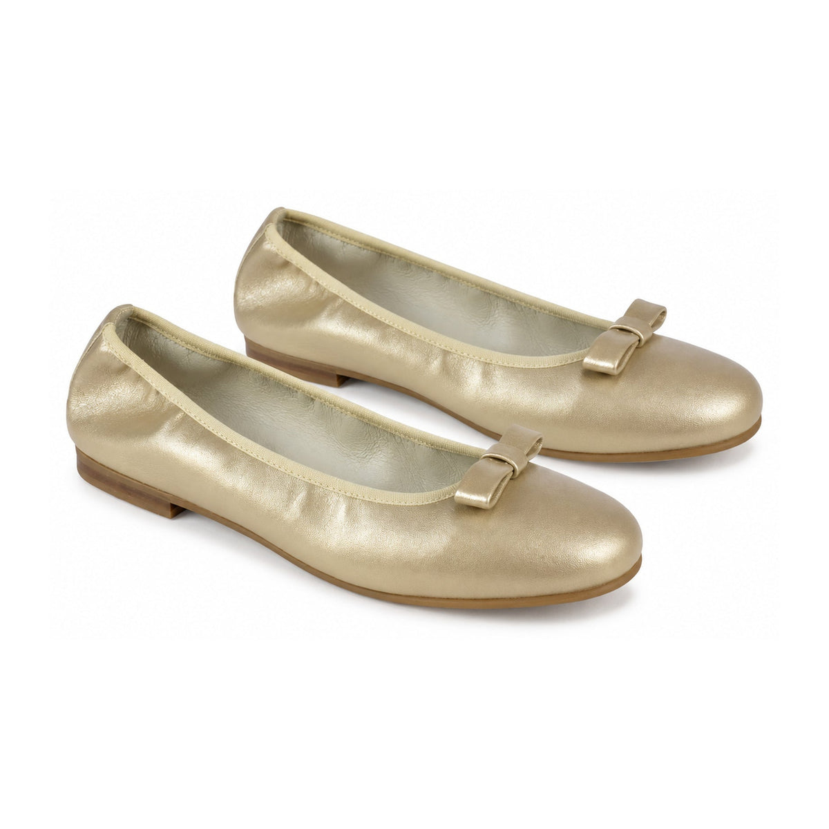 Gold Soft Leather Flats for Girl by London Kids