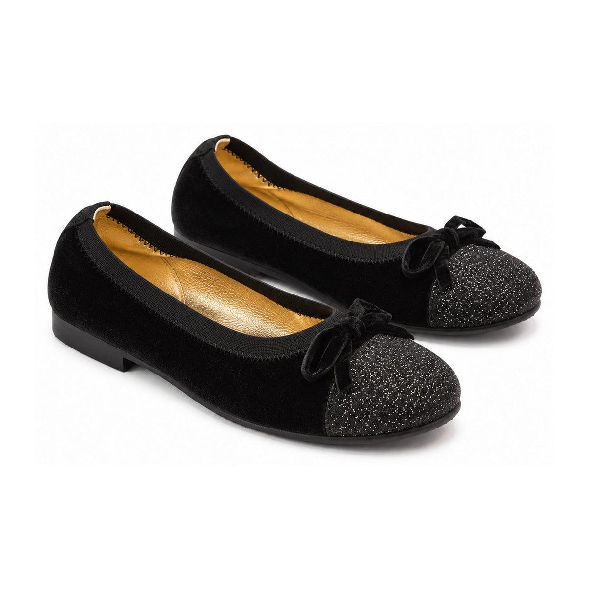 Black Velvet Flats for Girl by London Kids