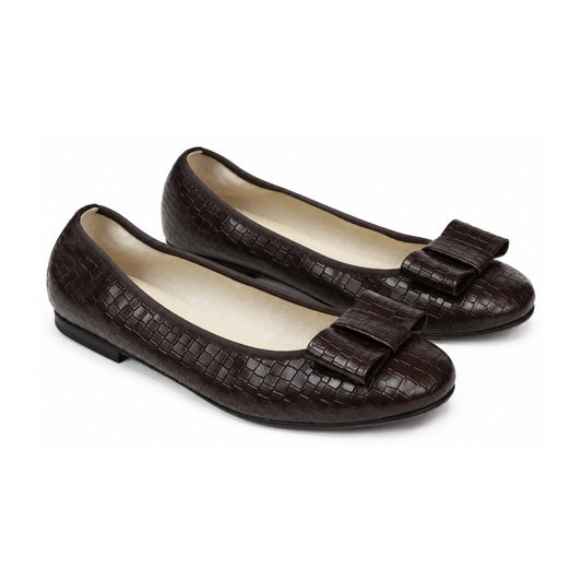 Brown Croc Leather Flats for Girl/Teen/Women by London Kids