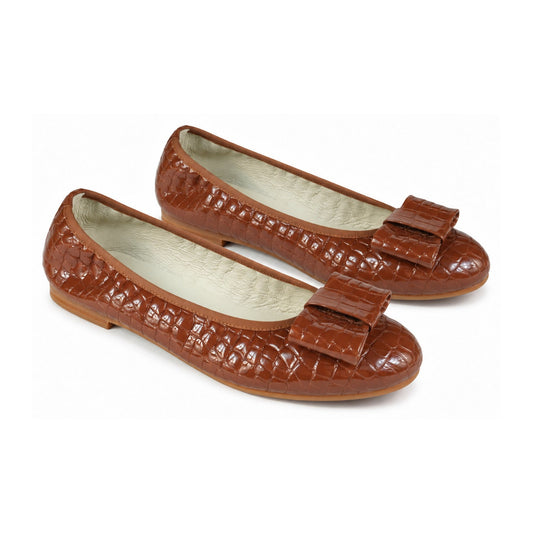 Tan Patent Leather Flats for Girl/Teen/Women by London Kids
