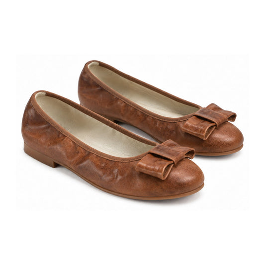 Tan Soft Leather Flats for Girl/Teen/Women by London Kids
