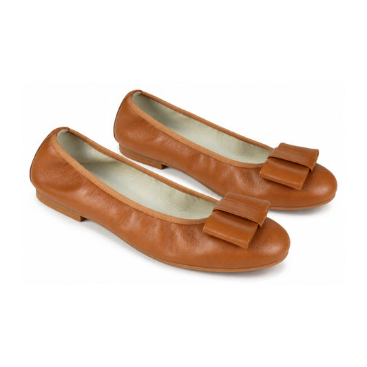 Tan Soft Leather Flats for Girl/Teen/Women by London Kids