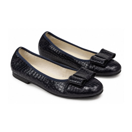 Navy Croc Leather Flats for Girl/Teen/Women by London Kids