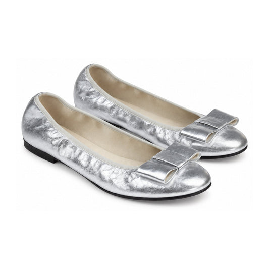 Silver Soft Leather Flats for Girl/Teen/Women by London Kids