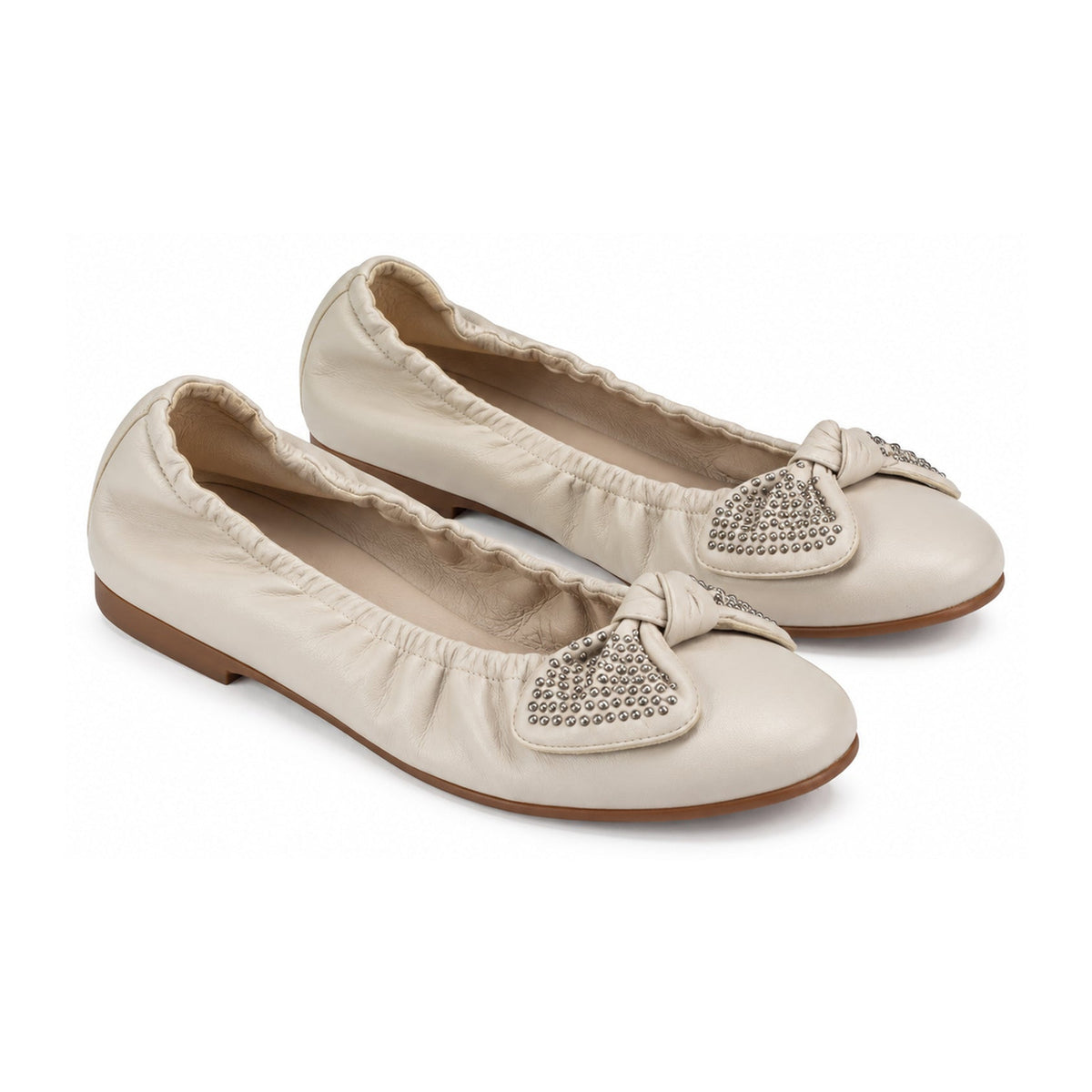 Beige Soft Leather Flats for Girl by London Kids