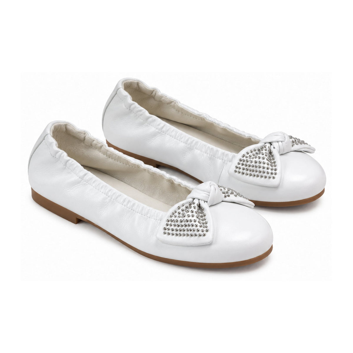 White Soft Leather Flats for Girl by London Kids