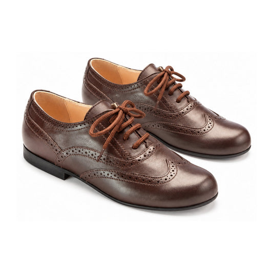 Brown Soft Leather Lace for Boy by London Kids