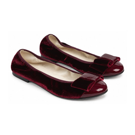 Bordo Velvet Flats for Girl by London Kids